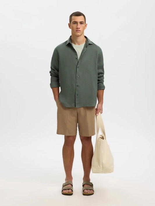 KYLIAN LINEN SHIRT BALSAM GREEN