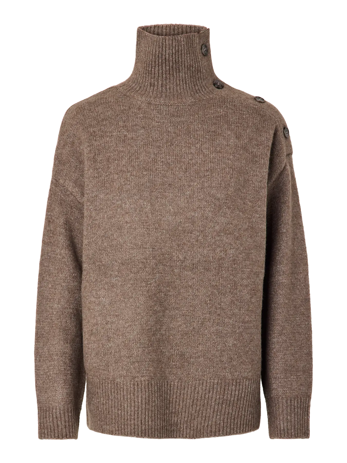 CAICO BUTTON HIGH NECK COFFEE