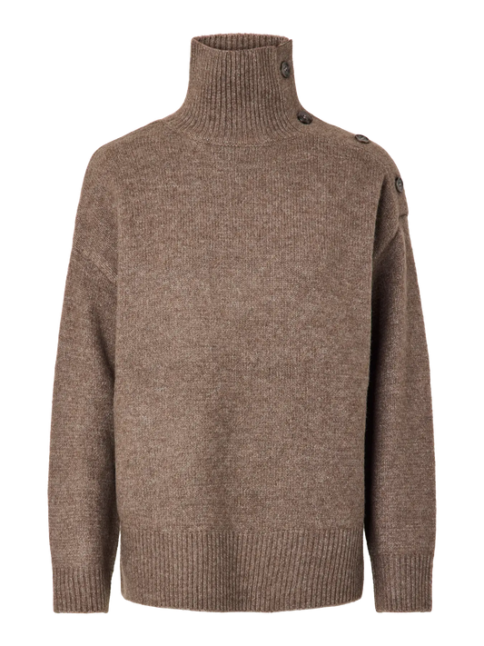CAICO BUTTON HIGH NECK COFFEE