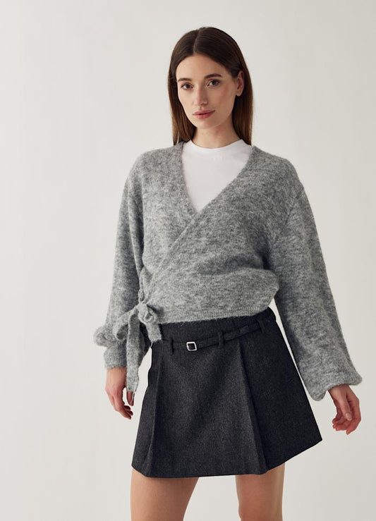 MAELEE WRAP KNIT GREY